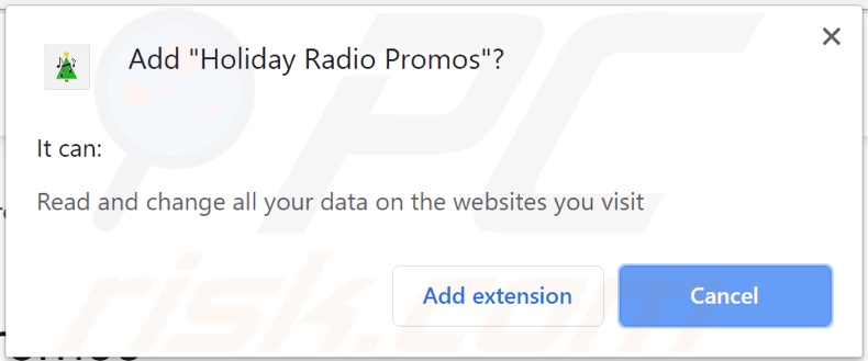 Holiday Radio Promos adware vraagt toestemmingen
