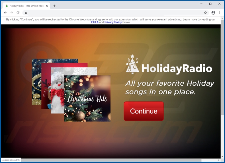 Website promoot Holiday Radio Promos adware