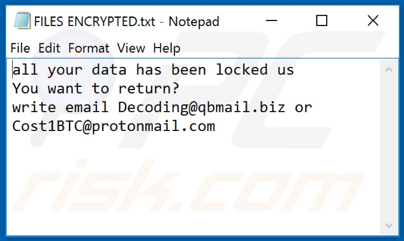 IPM ransomware tekstbestand (FILES ENCRYPTED.txt)