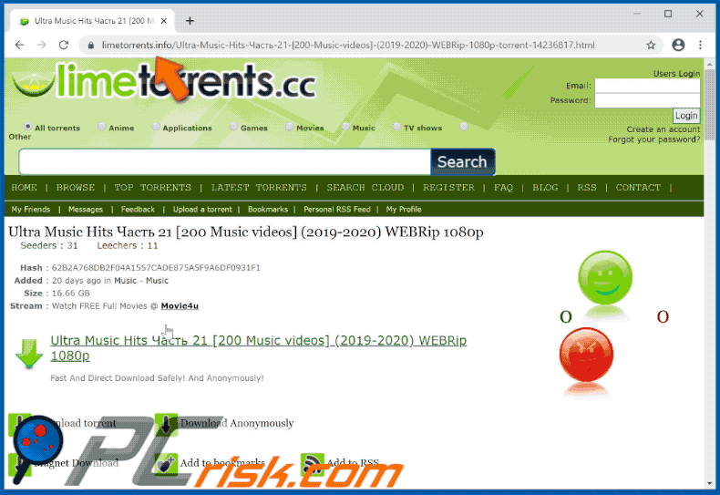limetorrent.info verwijst door naar ultravpn.com