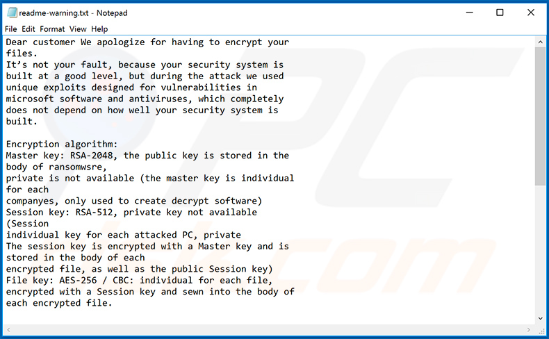 De geupdate Makop ransomware losgeldnota