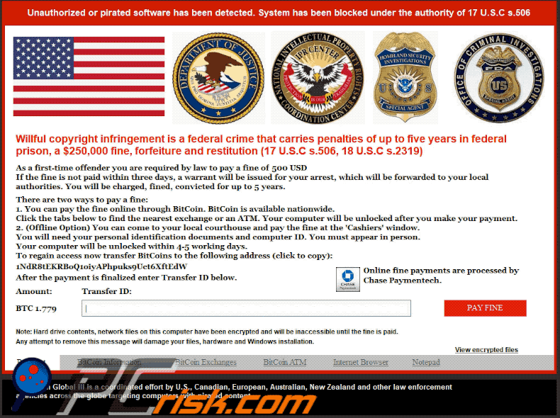 Het Pirated Software Has Been Detected ransomware lockscreen (GIF)
