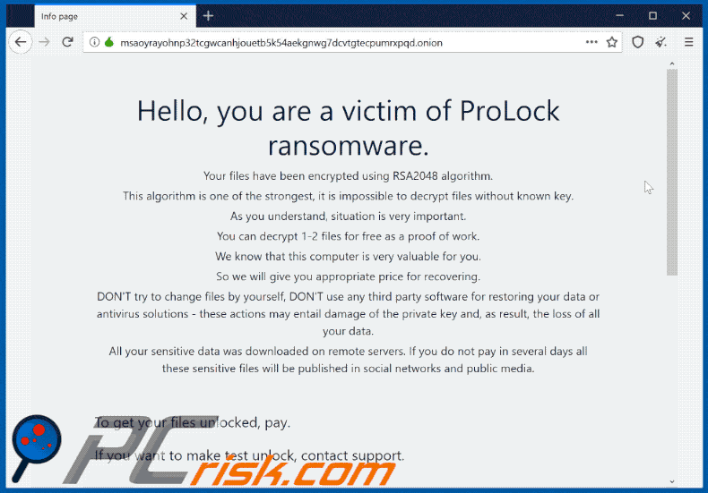 prolock tor-website in gif afbeelding