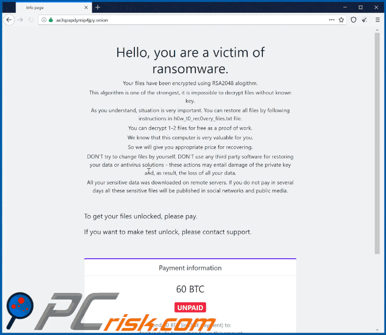 pwndlocker ransomware op de tor-website