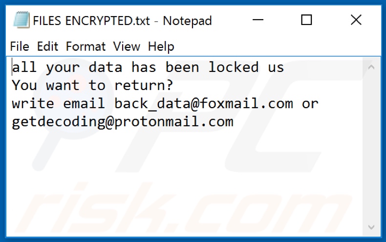 Rxx ransomware tekstbestand (FILES ENCRYPTED.txt)