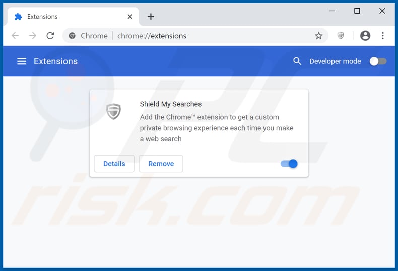 Verwijder aan search.shieldmysearches.com gerelateerde Google Chrome extensies