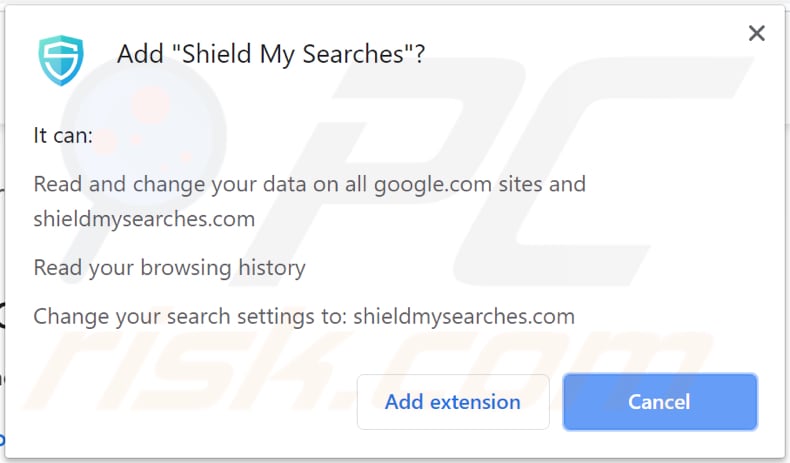 De shield my searches browserkaper vraagt toestemming voor de installatie