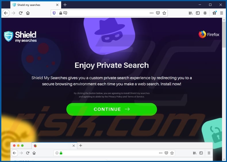 De shield my searches browserkaper wordt gepromoot op Firefox