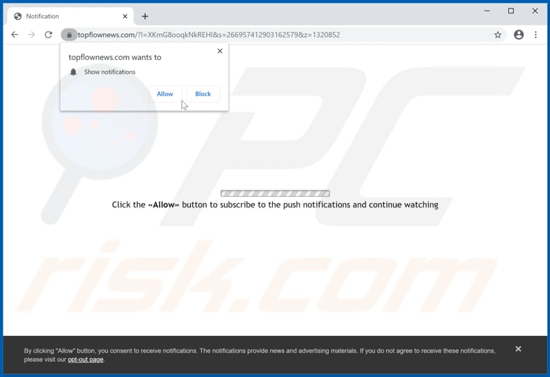 topflownews[.]com pop-up dootverwijzing