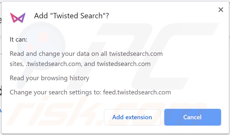 Twisted Search browserkaper vraagt om toestemming