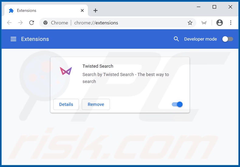 Verwijdering feed.twistedsearch.com gerelateerde Google Chrome extensions