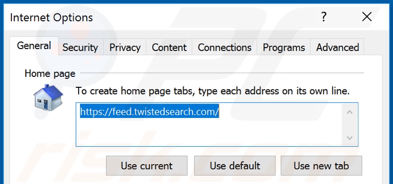 Verwijdering feed.twistedsearch.com uit Internet Explorer startpagina