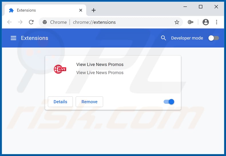 Verwijdering View Live News Promos ads uit Google Chrome stap 2