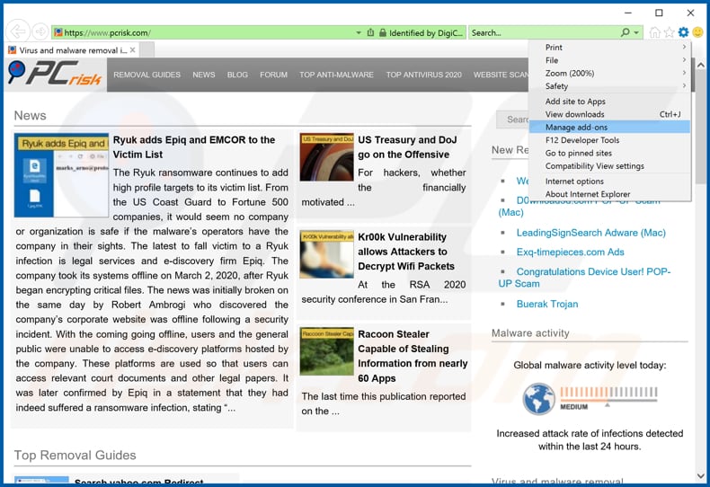 Verwijdering View Live News Promos ads uit Internet Explorer stap 1