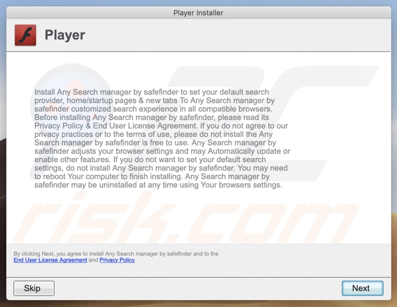 displayadvice adware valse adobe flash player installatie