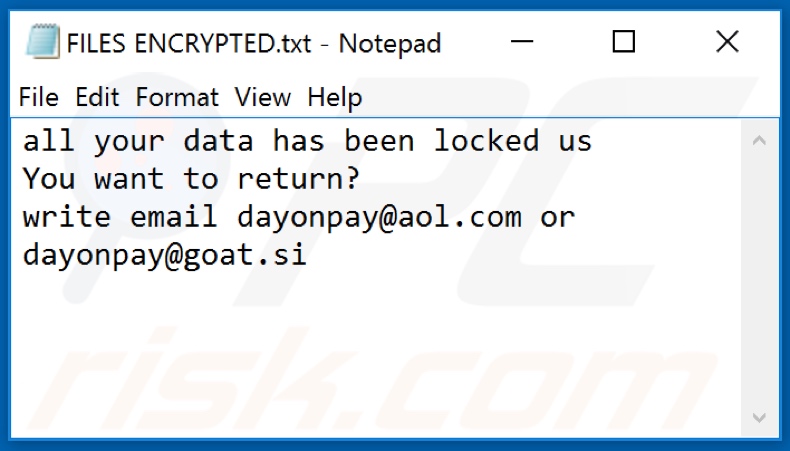 DOP ransomware tekstbestand (FILES ENCRYPTED.txt)