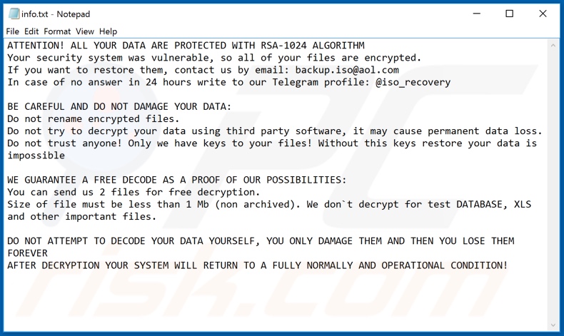 .iso (Phobos) ransomware tekstbericht (info.txt)