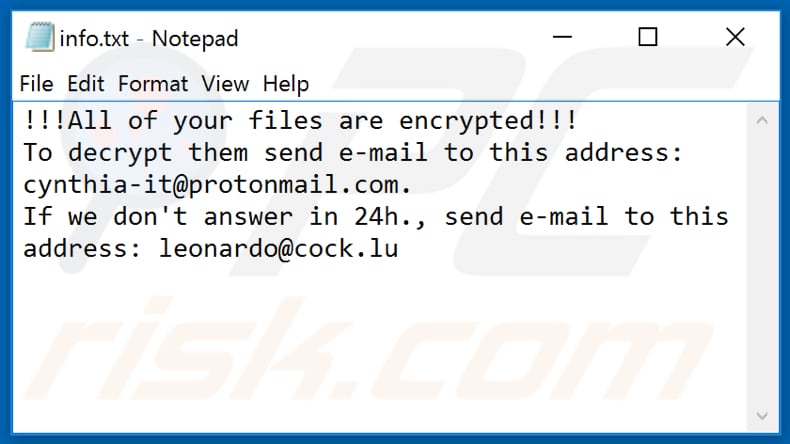 Eject ransomware tekstbestand (info.txt)