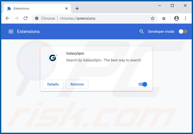 Verwijdering galaxyspin.com gerelateerde Google Chrome extensies