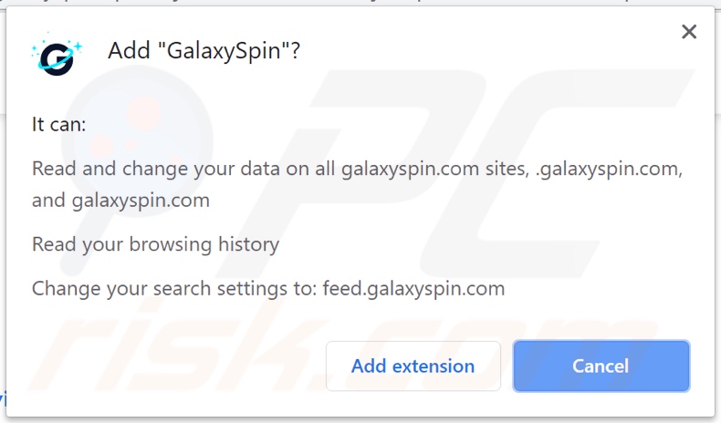 GalaxySpin browserkaper vraagt toestemmingen