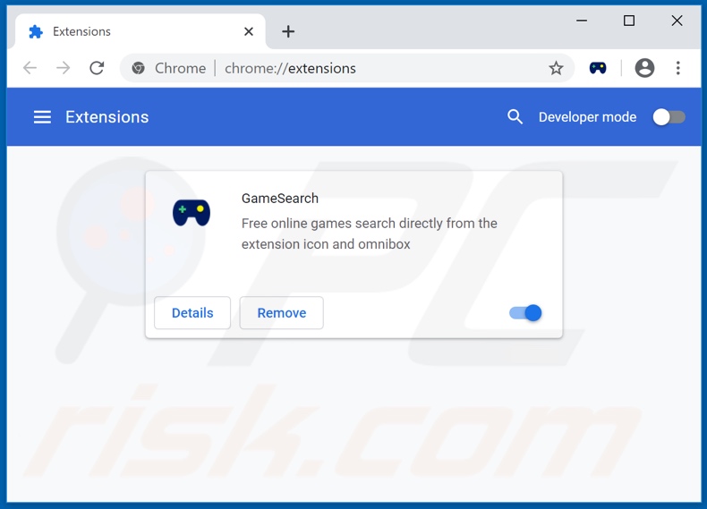 Removing gamsrch.com related Google Chrome extensions