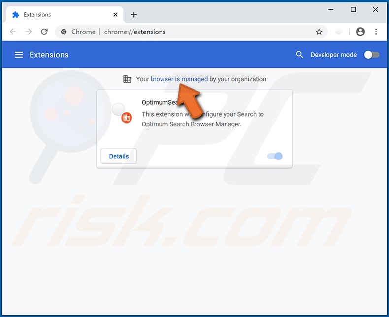 chrome browser wordt beheerd extensielijst