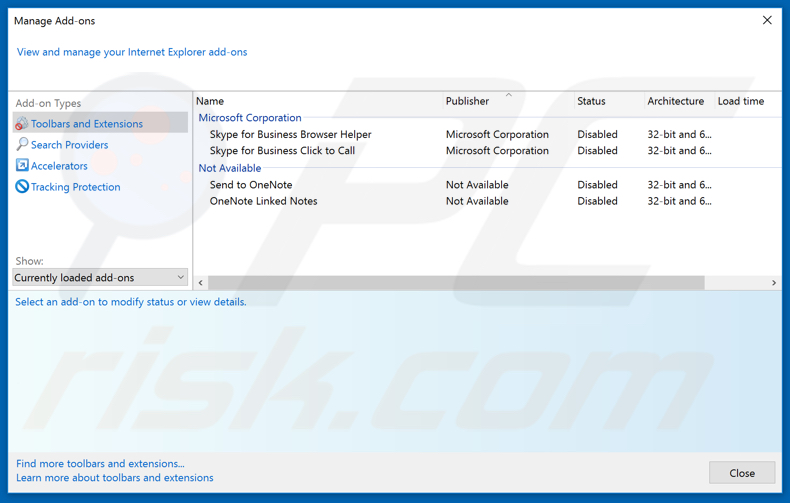 Removing unwanted address from Internet Explorer extensions