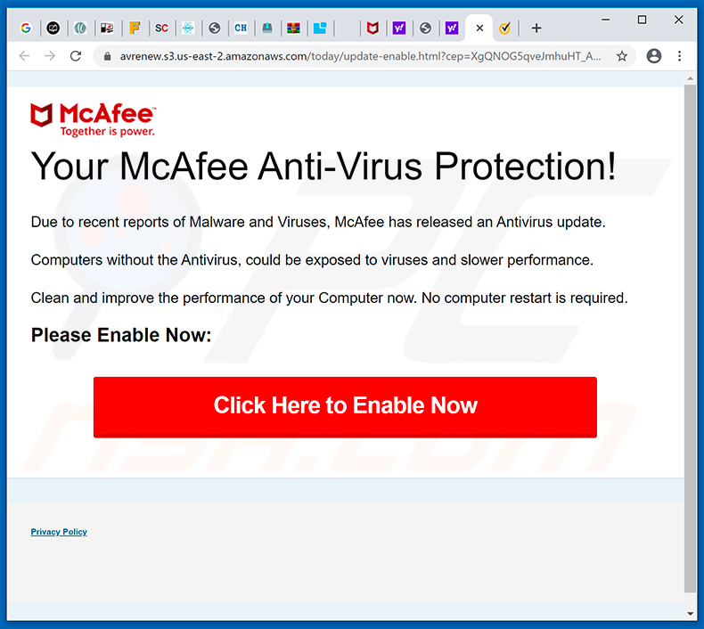 Your McAfee Subscription Has Expired pop-up scam (2020-04-23)