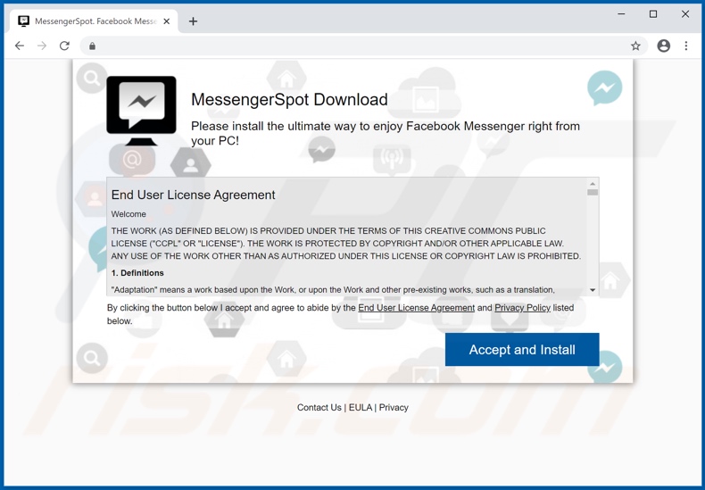 Website promoot de MessengerSpot adware