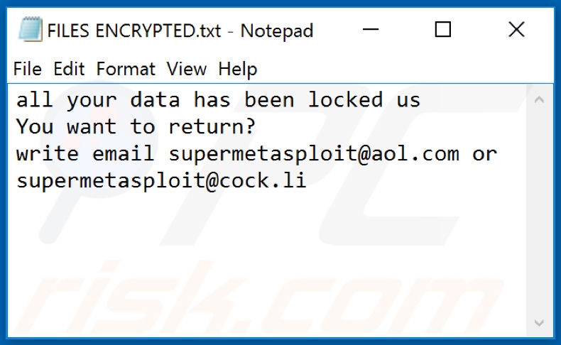 MSPLT ransomware tekstbestand (FILES ENCRYPTED.txt)