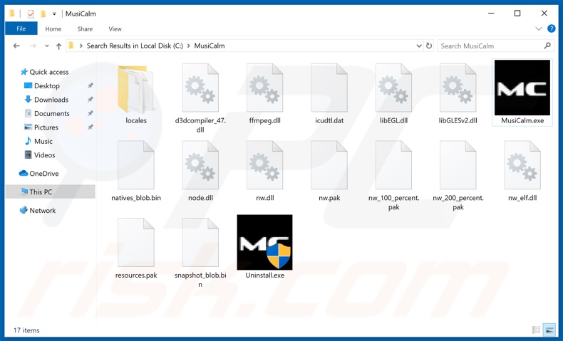MusiCalm adware install folder