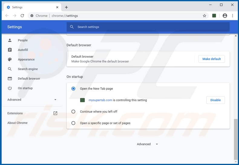 Verwijdering mysupertab.com uit Google Chrome startpagina