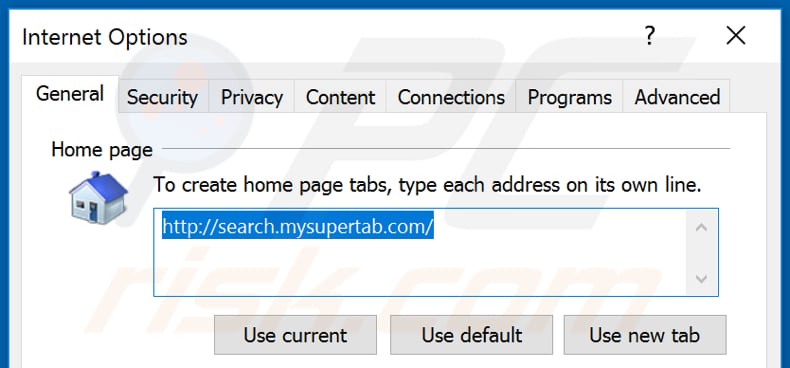 Verwijdering mysupertab.com uit Internet Explorer startpagina