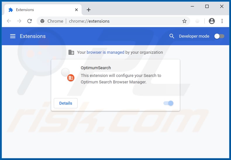 Verwijdering search.optimum.icu gerelateerde Google Chrome extensies