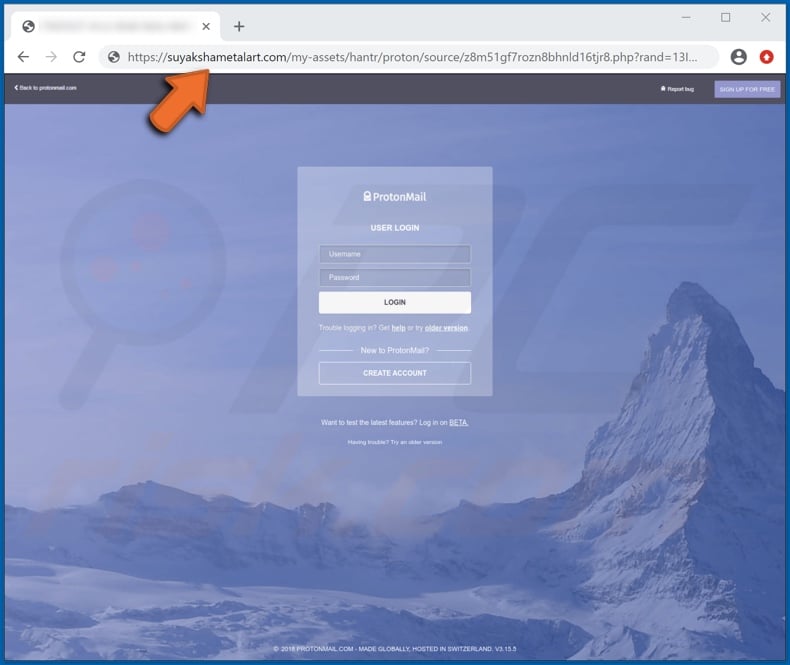 ProtonMail email scam phishing website