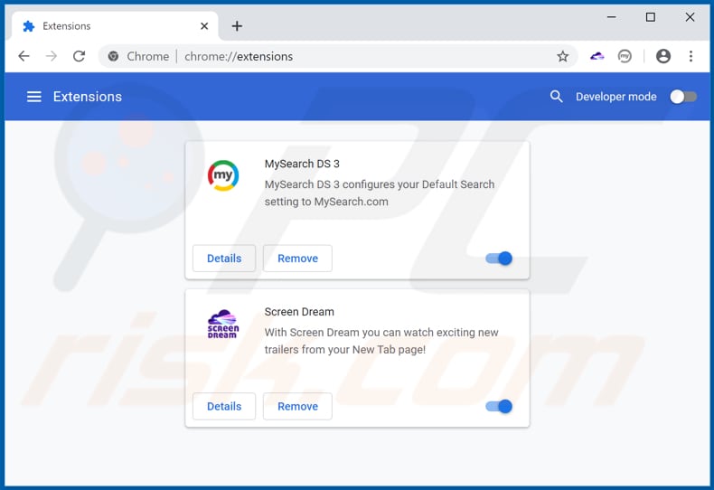 Verwijdering hp.mysearch.com gerelateerde Google Chrome extensies