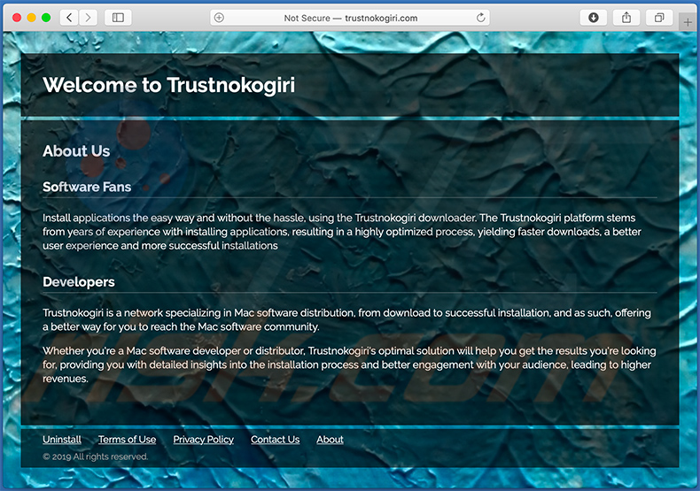 Website die search.trustnokogiri.com browser hijacker promoot