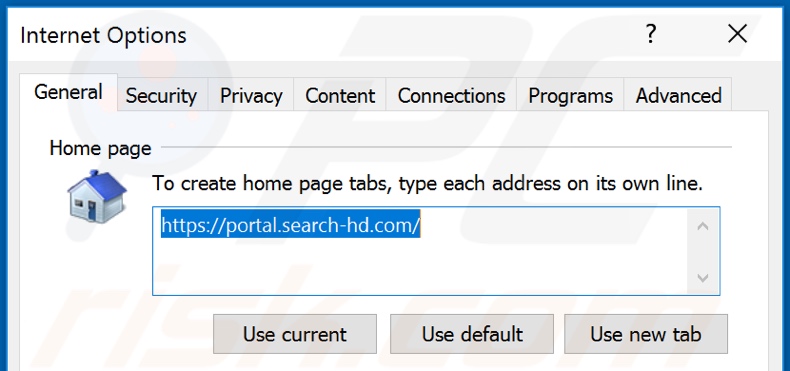 Removing search-hd.com from Internet Explorer homepage