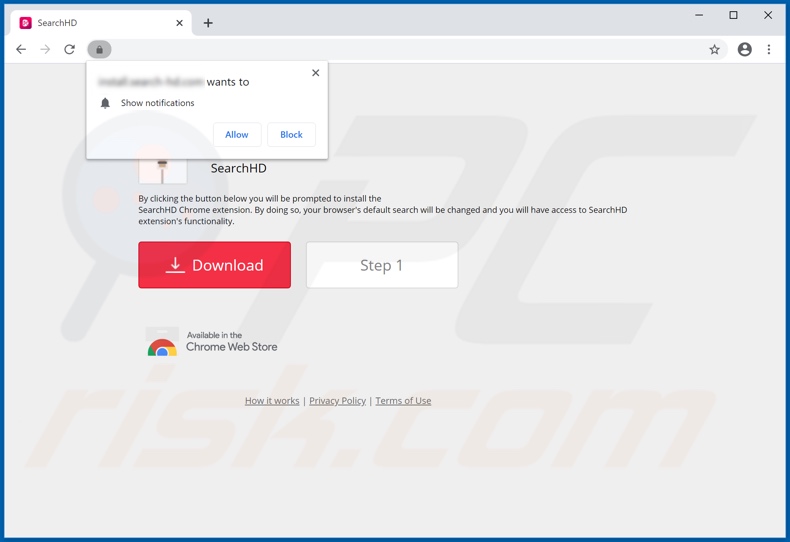 Website used to promote SearchHD browser hijacker