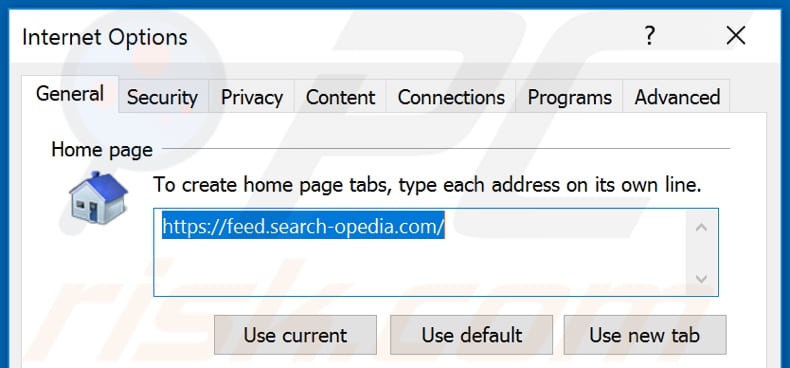 Verwijdering feed.search-opedia.com uit Internet Explorer startpagina