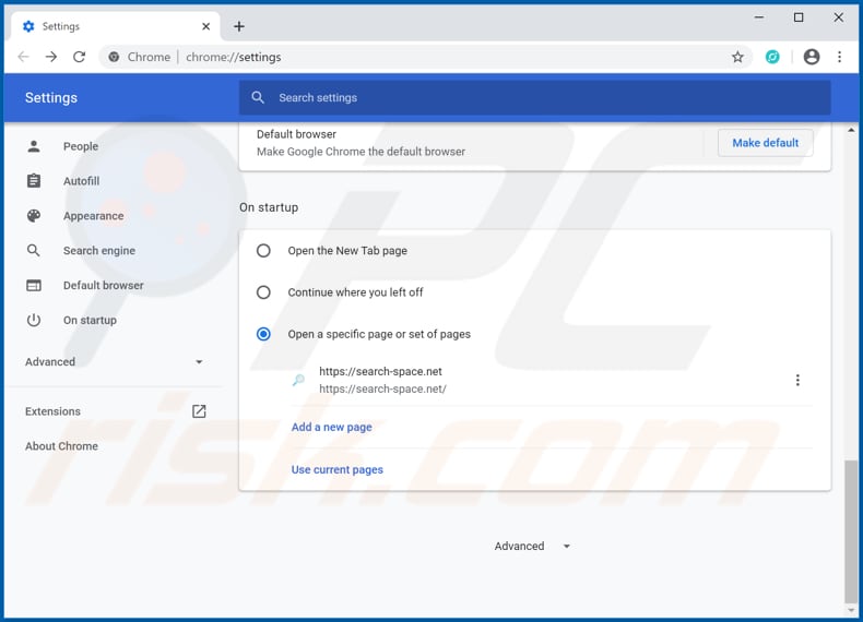 Verwijdering search-space.net uit Google Chrome startpagina