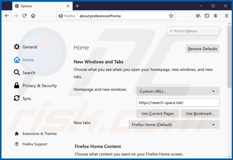 Verwijdering search-space.net uit Mozilla Firefox startpagina