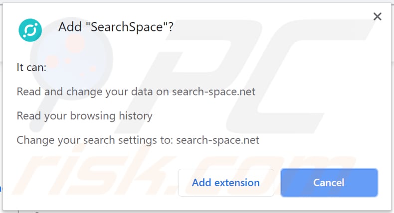 searchspace vraagt toestemming om geinstalleerd te worden in chrome