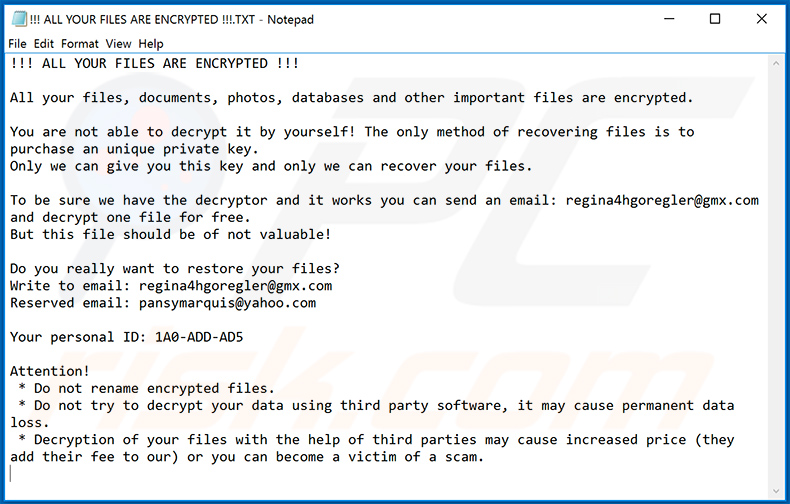 ZEPPELIN ransomware's losgeld bericht (2020-04-30)