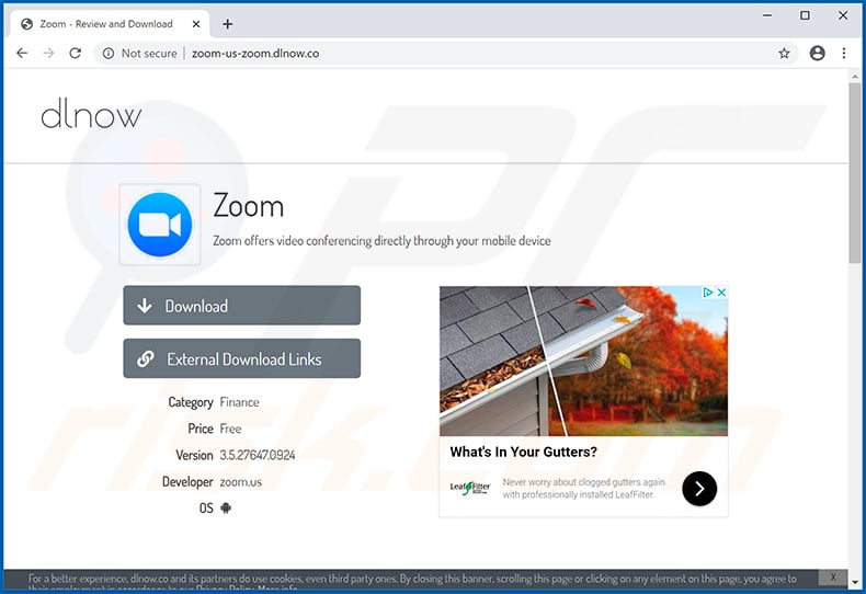 Zoom virus verspreidende website