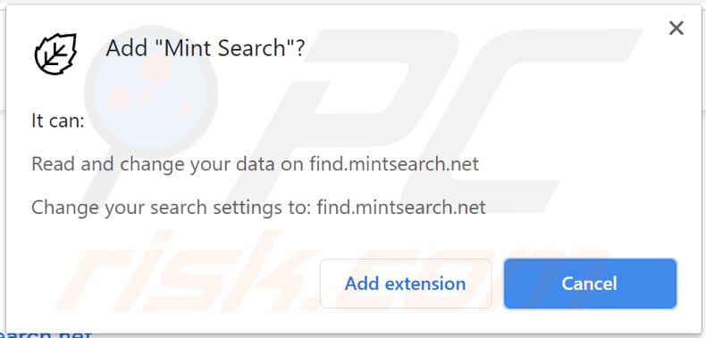 mint search browser hijacker asks for a permission to be installed