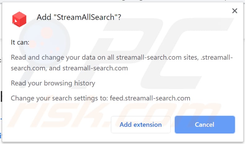 streamallsearch asks for a permission to be installed