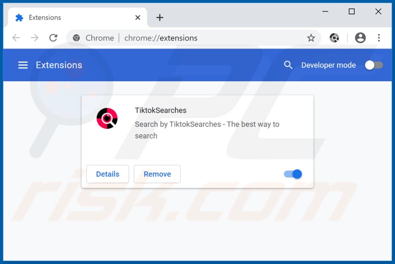 Removing tiktok-searches.com related Google Chrome extensions