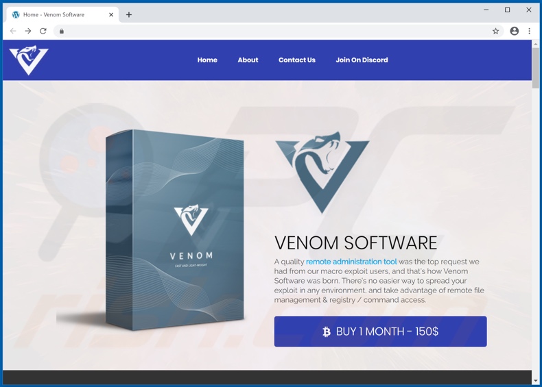 VenomRAT malware website promoten