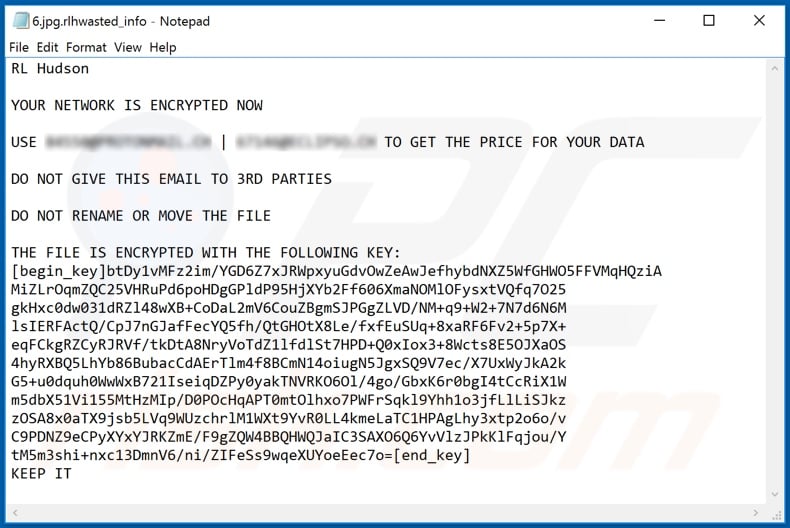 Ransom note of the second variant of WastedLocker ransomware